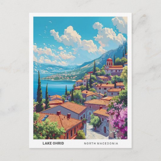 オウリド湖北マケドニア旅行の青空 ポストカード (正面)