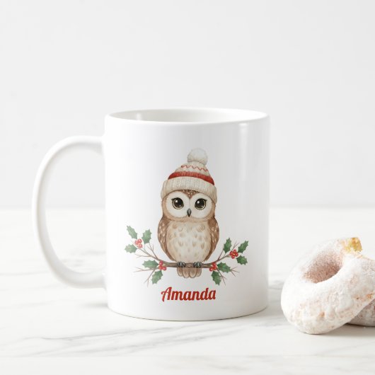 オウルの絵のクリスマスマグカップ 名前入り コーヒーマグカップ (ドーナツ)
