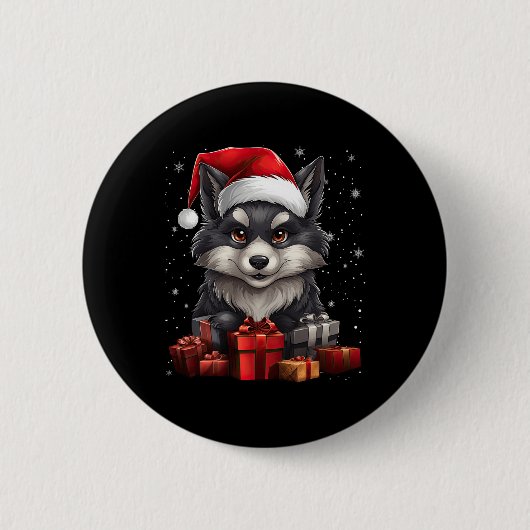 オウルサンタクロース帽子クリスマス雪Xmasパジャマパーティー 缶バッジ (正面)