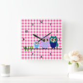 オウルズファミリーの壁掛け時計 スクエア壁時計 (ホーム)