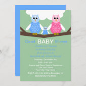 オウルズ カップル共用 男の子 ベビーシャワー 招待状 (正面/裏面)