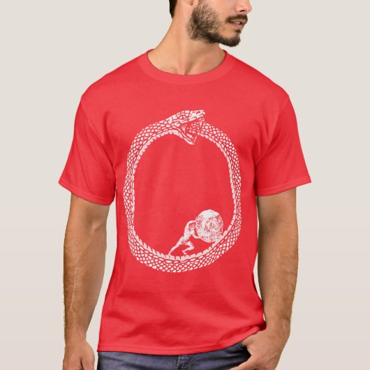 オウルボロスの蛇の中のシシュポス ユニセックス 哲学 フ Tシャツ (正面)