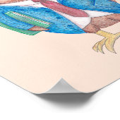 オウルポスター　本を持つ面白いフクロウ　動物壁飾り ポスター (角)