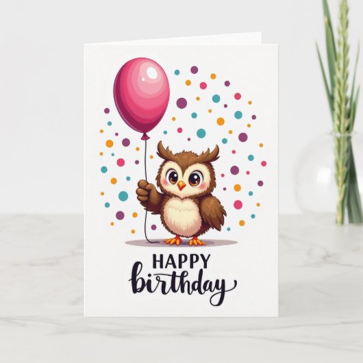 オウルレットバルーン 誕生日カード カード (正面)