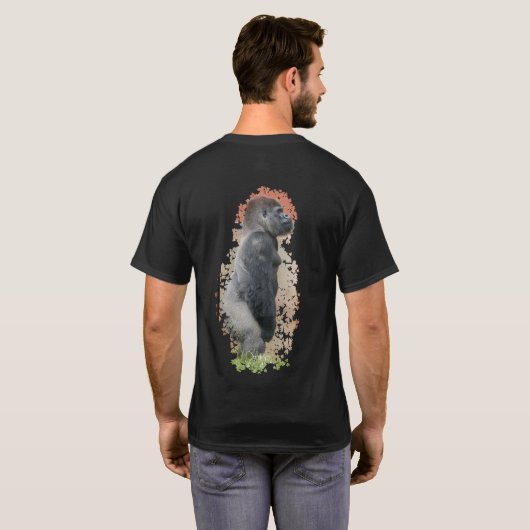 オウンビの直立 – シルバーバックの強さ Tシャツ (裏面フル)