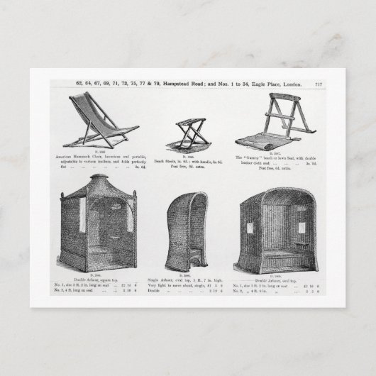 オエツマン＆コーのカタログからの椅子と東屋 ポストカード (正面)