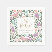 オエレガントベビーバタフライガーデンベイビーシャワー スタンダードカクテルナプキン (正面)