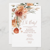 オエレガントベビーボホテラコタフローラベビーシャワー 招待状 (正面/裏面)