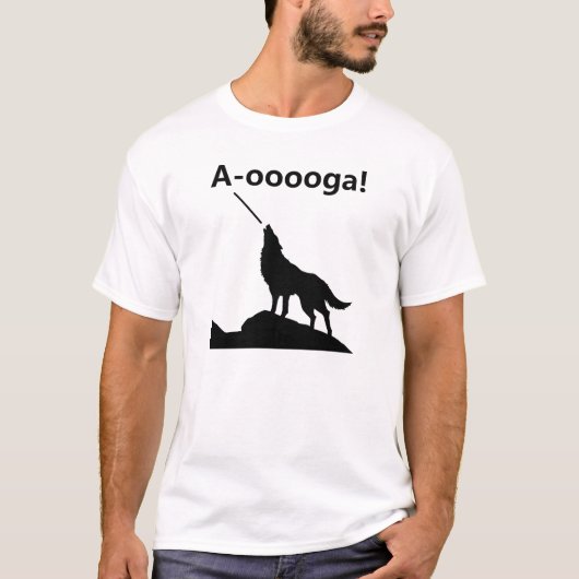 "オオオオオガ!" オオカミ おもしろTシャツ Tシャツ (正面)