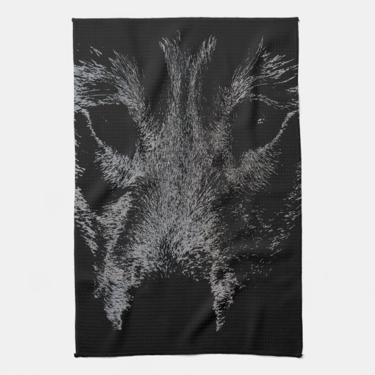 オオオカマタオル野生のハスキー犬の茶タオル キッチンタオル (縦)