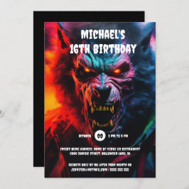 オオオカミのモンスター大人ハロウィーン怖い生き物 招待状