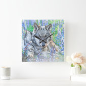 オオオカミの花の春 スクエア壁時計 (ホーム)