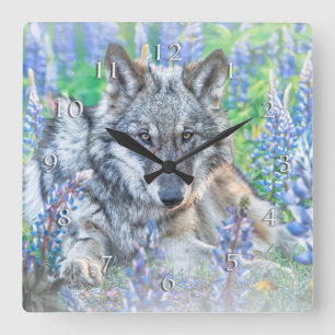 オオオカミの花の春 スクエア壁時計