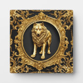 オオオカミの黒と金ゴールド装飾枠 フォトプラーク (正面)