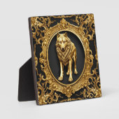 オオオカミの黒と金ゴールド装飾枠 フォトプラーク (正面)