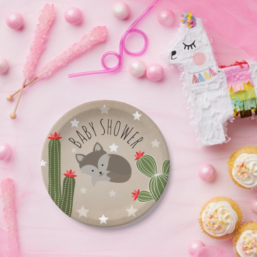 オオオカミフローラ多肉性サボテン赤ちゃんシャワー ペーパープレート (パーティー)