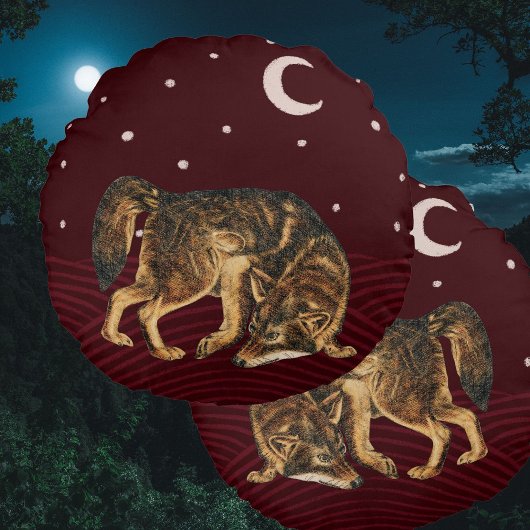 オオオカミ冬枕林動物 ラウンドクッション