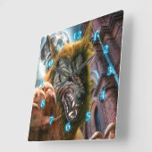 オオオカミ満月熱 スクエア壁時計 (傾斜)