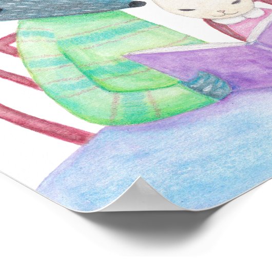 オオカミうさぎポスター ブックラバー ぬりえ壁画 ポスター (角)