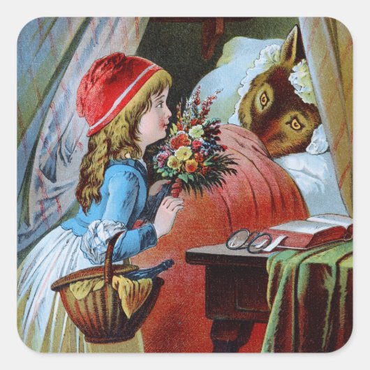 オオカミおばあちゃんベッド スクエアシール (正面)