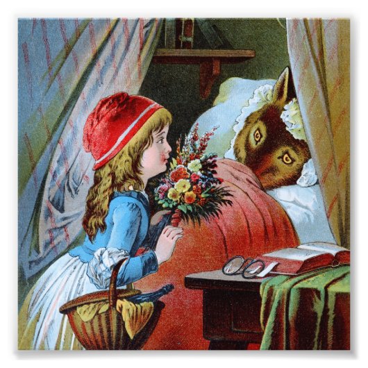 オオカミおばあちゃんベッド フォトプリント            (正面)