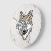 オオカミおよび大理石模様をつけられる ラージ壁時計 (傾斜)