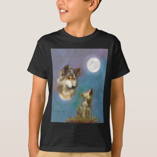 オオカミおよび幼いこども Tシャツ (正面)
