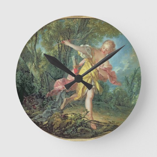 オオカミから逃げているリアシルビア1756年 ラウンド壁時計 (正面)