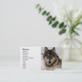 オオカミか雪で置いている材木オオカミ 名刺 (スタンド正面)