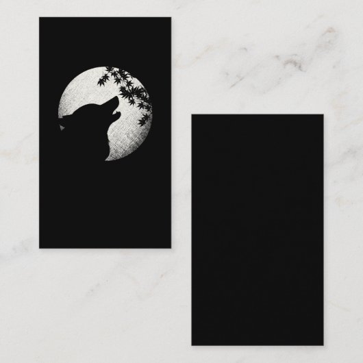 オオカミがうなる美しい動物のお月さま 名刺 (正面/裏面)