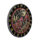 オオカミがゴールデンムーンの光の下で吠える ダーツボード (正面左)