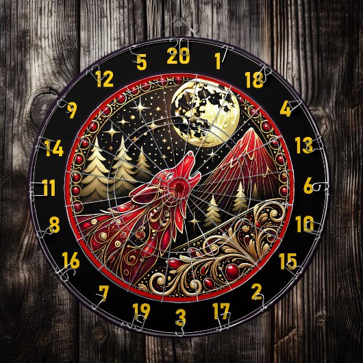 オオカミがゴールデンムーンの光の下で吠える ダーツボード