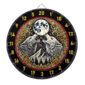 オオカミがゴールデンムーンの光の下で吠える ダーツボード (正面)