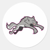 オオカミがシールを攻撃 ラウンドシール (正面)