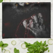 オオカミがハートを引き裂く キッチンタオル (折り畳み)