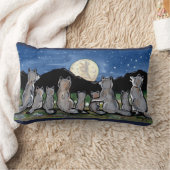 オオカミがムーンナイトデザイナー枕でハウリング ランバークッション (ブランケット)