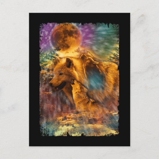 オオカミがムーン自然ウルフに ポストカード (正面)