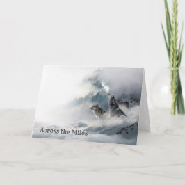 オオカミが冬のグリーティングカードで遠吠え カード