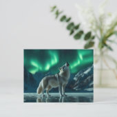 オオカミが北の光の下で吠える ポストカード (スタンド正面)