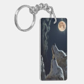 オオカミが夜の満月で吠える キーホルダー (正面左)