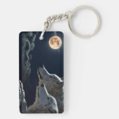 オオカミが夜の満月で吠える キーホルダー (裏面)