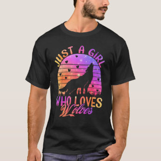 オオカミが大好きな女の子かわいいオオカミ Tシャツ