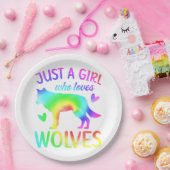 オオカミが大好きな女の子の水色、水色 ペーパープレート (パーティー)