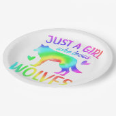 オオカミが大好きな女の子の水色、水色 ペーパープレート (アングル)