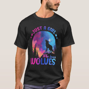 オオカミが大好きな少女かわいいオオカミ Tシャツ