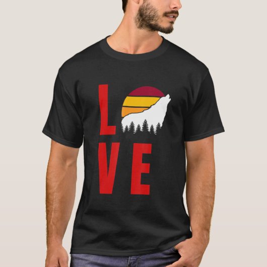 オオカミが太陽オオカミを吠えるオオカミ Tシャツ (正面)
