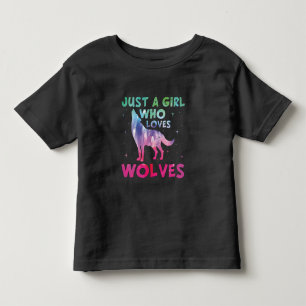 オオカミが好きなただの女の子の水彩画 トドラーTシャツ