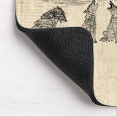 オオカミが月でハウリングヴィンテージウルフアート マウスパッド (コーナー)