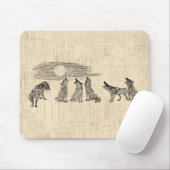 オオカミが月でハウリングヴィンテージウルフアート マウスパッド (マウス)