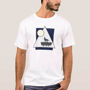 オオカミが月でハウリング 自然インスパイアデザイン Tシャツ